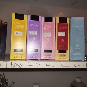 Avon Classic Fragrance Set in Yellow, Purple, Pink, Red, and Blue